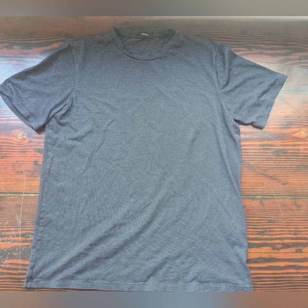 Theory “Clean Tee” Micro Stripe Pima Cotton Blend T-Shirt – Size M
